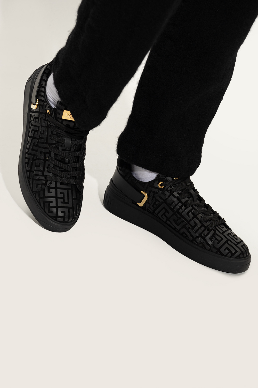 スニーカー BALMAIN SS25 'B-Court Skate' sneakers (EM1VI378TFJM Y16) B-Court Puffy Skate sneakers in calfskin and suede - Men